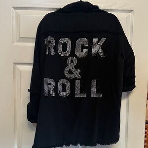 🔥Limited Edition Elan Women’s Black Bling Rock and Roll Jacket w Rhinestones L🔥